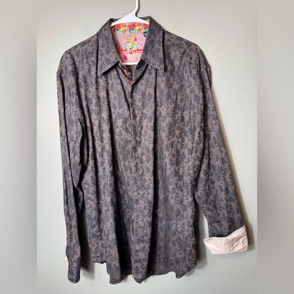 Robert Graham Men’s Button Up Dress Shirt‎ XL Brown